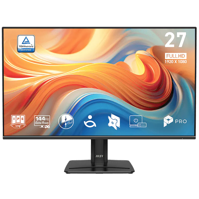 A large main feature product image of MSI PRO MP271 E14A - 27" 1080p 144Hz 1ms IPS Business Monitor
