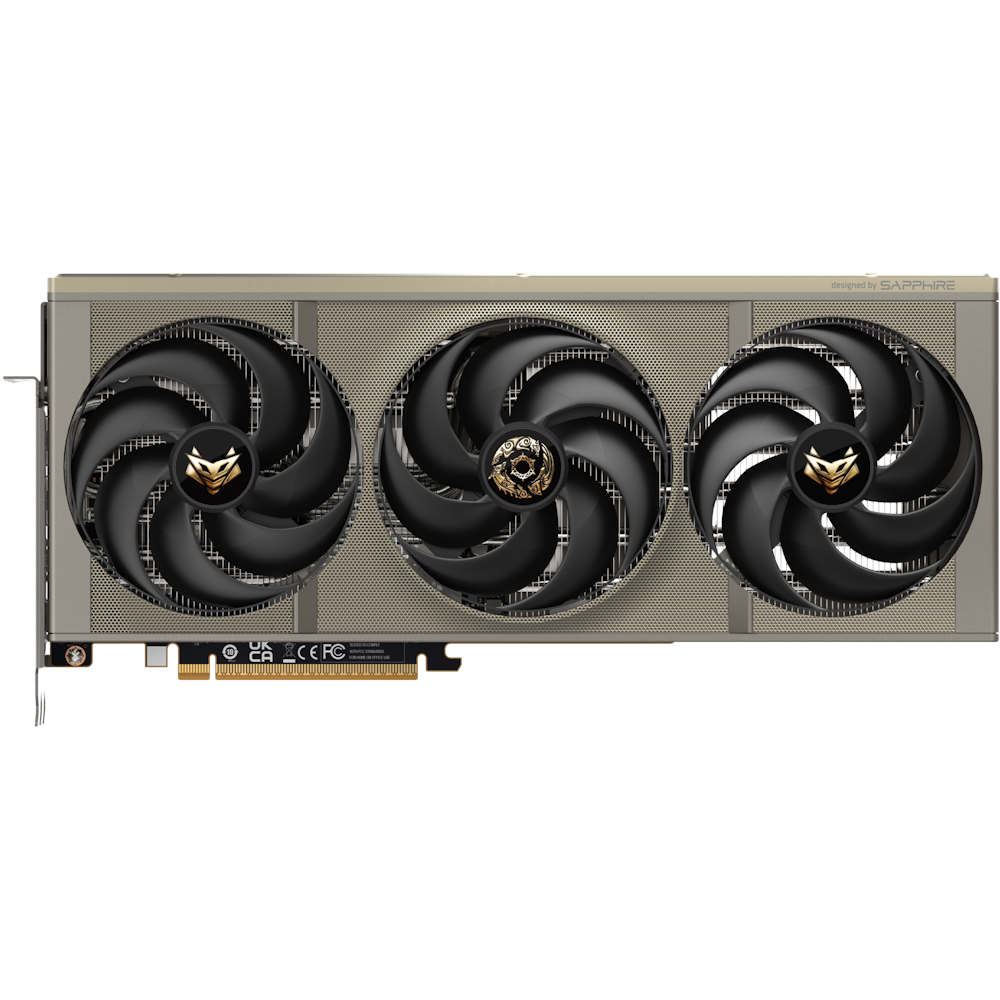 A large main feature product image of SAPPHIRE NITRO+ Radeon RX 9070 XT 16GB GDDR6 - Crimson Desert Edition