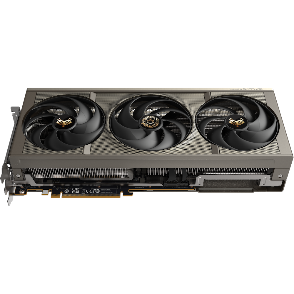 A large main feature product image of SAPPHIRE NITRO+ Radeon RX 9070 XT 16GB GDDR6 - Crimson Desert Edition