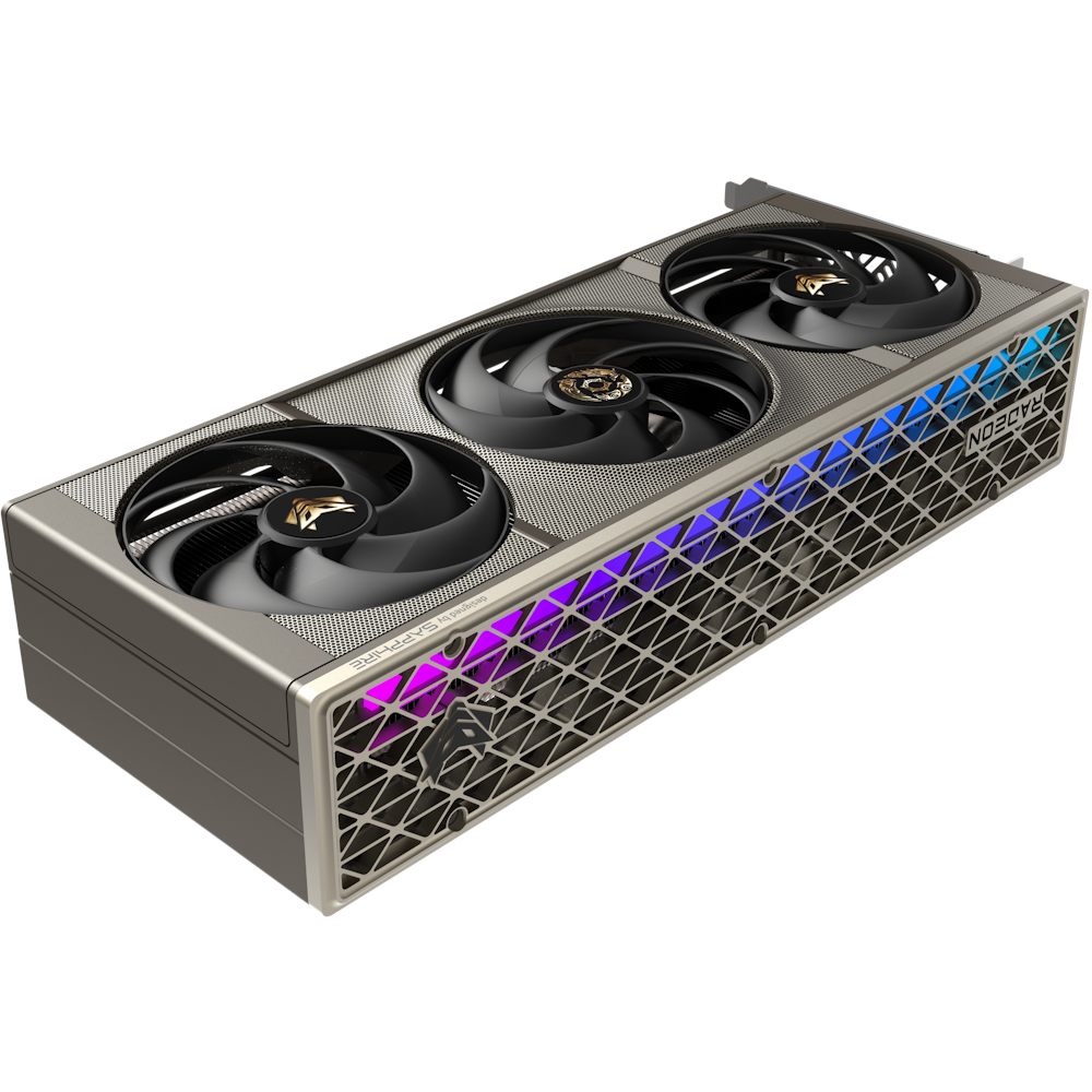 A large main feature product image of SAPPHIRE NITRO+ Radeon RX 9070 XT 16GB GDDR6 - Crimson Desert Edition