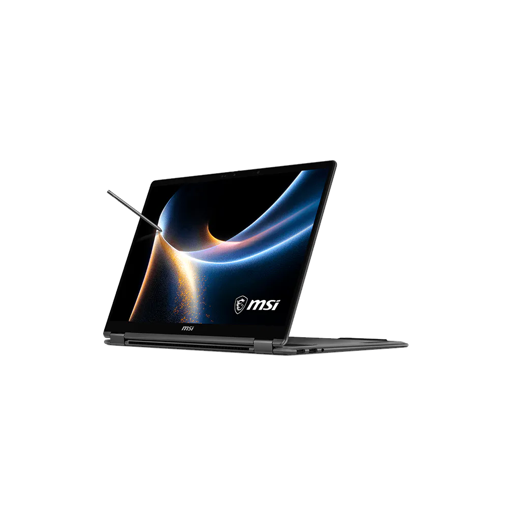 A large main feature product image of MSI Prestige 14 Flip AI+ (D3M) -14" OLED Touch, Ultra 9 386H, 32GB/2TB - Win 11 Notebook