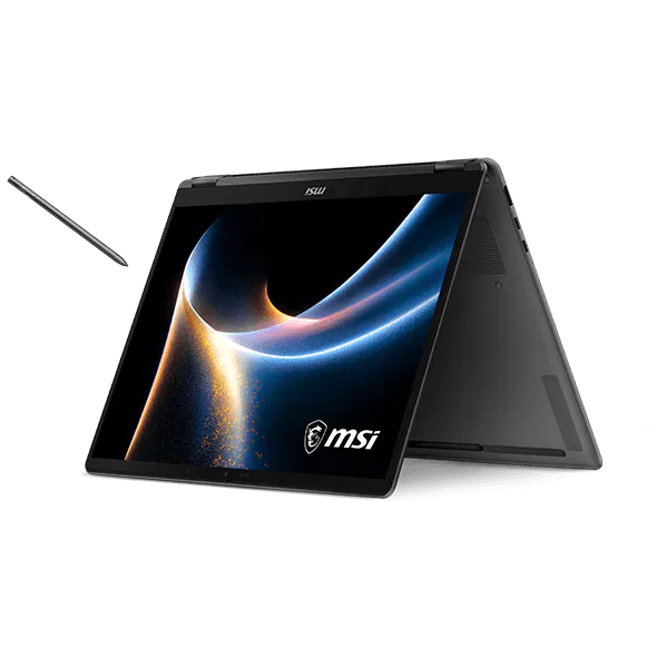 A large main feature product image of MSI Prestige 14 Flip AI+ (D3M) -14" OLED Touch, Ultra 9 386H, 32GB/2TB - Win 11 Notebook