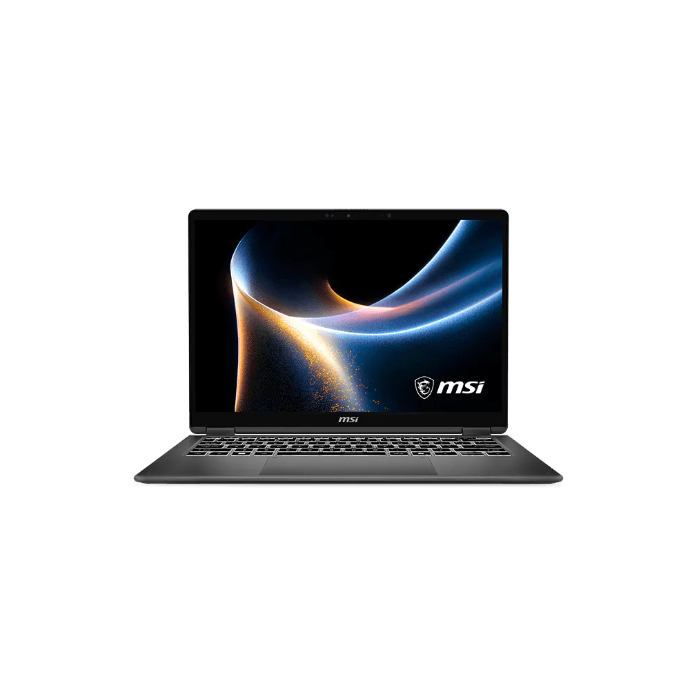 A large main feature product image of MSI Prestige 14 Flip AI+ (D3M) -14" OLED Touch, Ultra 9 386H, 32GB/2TB - Win 11 Notebook
