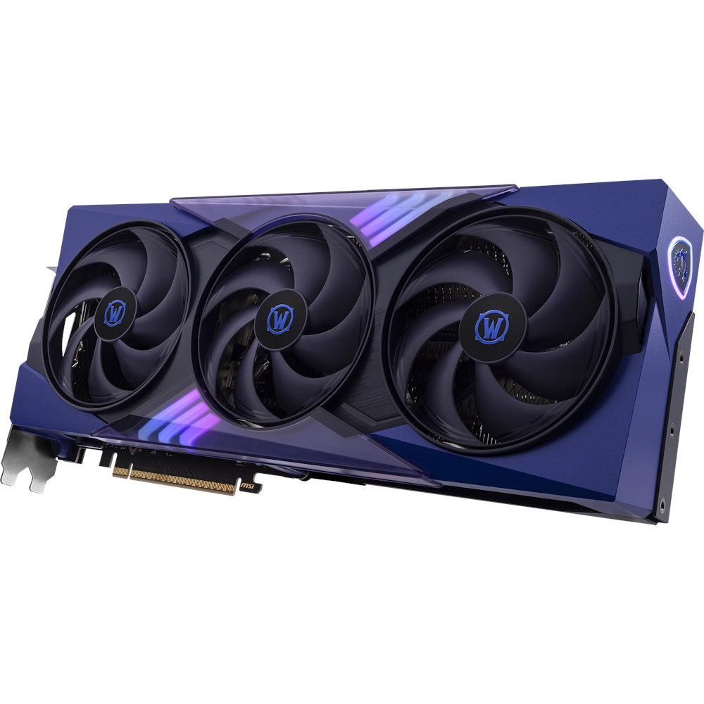 A large main feature product image of MSI GeForce RTX 5070 World of Warcraft OC 12GB GDDR7 - Midnight Void Edition