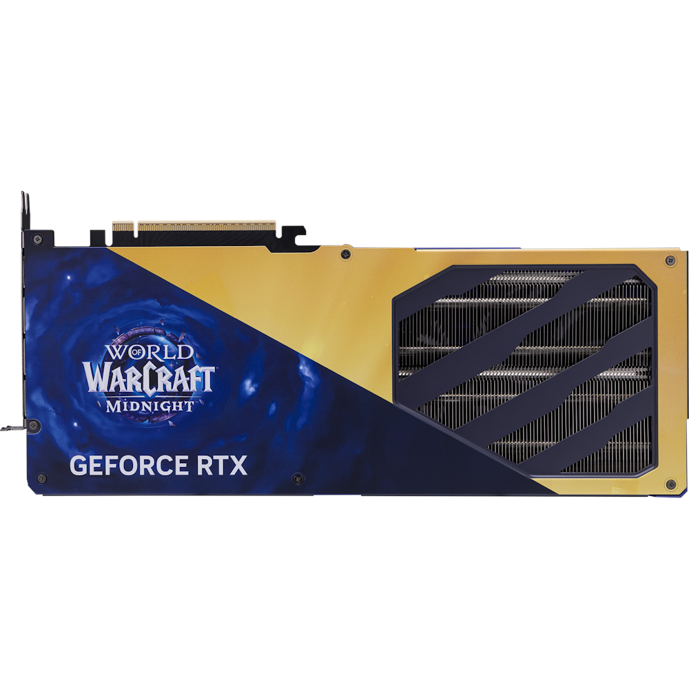A large main feature product image of MSI GeForce RTX 5070 World of Warcraft OC 12GB GDDR7 - Midnight Void Edition