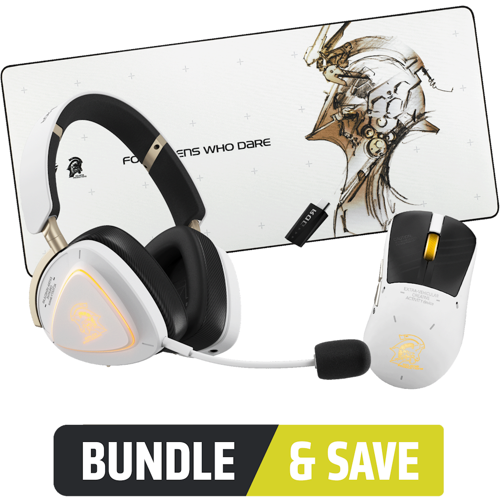 A large main feature product image of ROG x Kojima Productions Peripheral Bundle