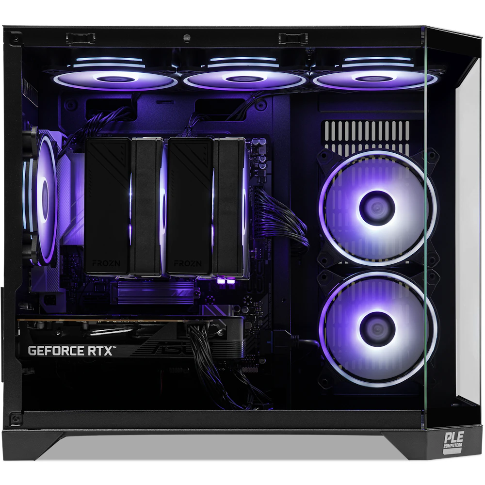 A large main feature product image of PLE Amethyst RTX 5050 Prebuilt Ready To Go Gaming PC