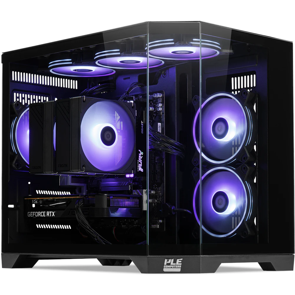 A large main feature product image of PLE Amethyst RTX 5050 Prebuilt Ready To Go Gaming PC