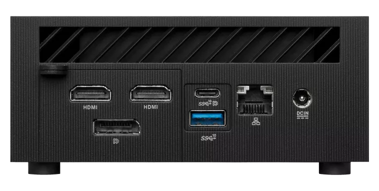 A large main feature product image of EX-DEMO ASUS PN64 i5 12500H Barebones Mini PC
