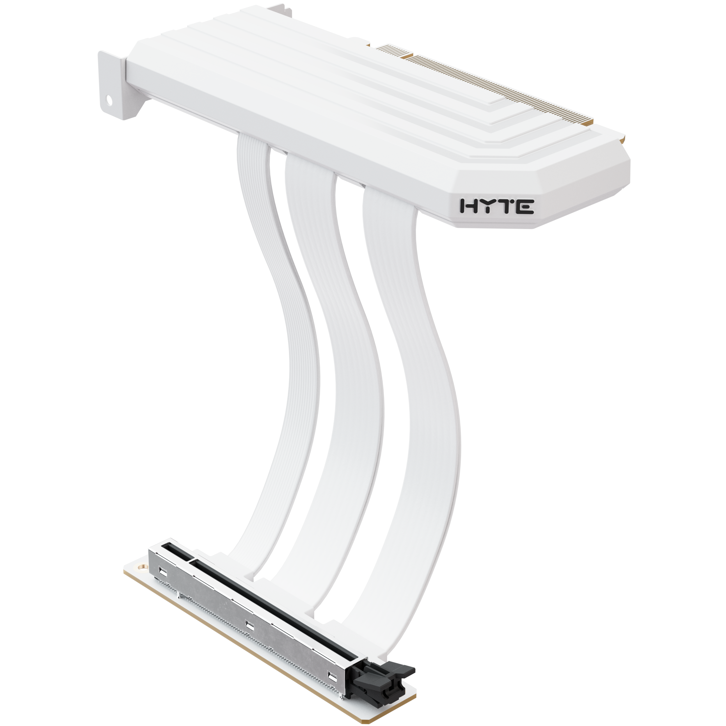 A large main feature product image of EX-DEMO HYTE PCIe 5.0 Hyper Riser Cable for Y-Series Cases (Snow White)