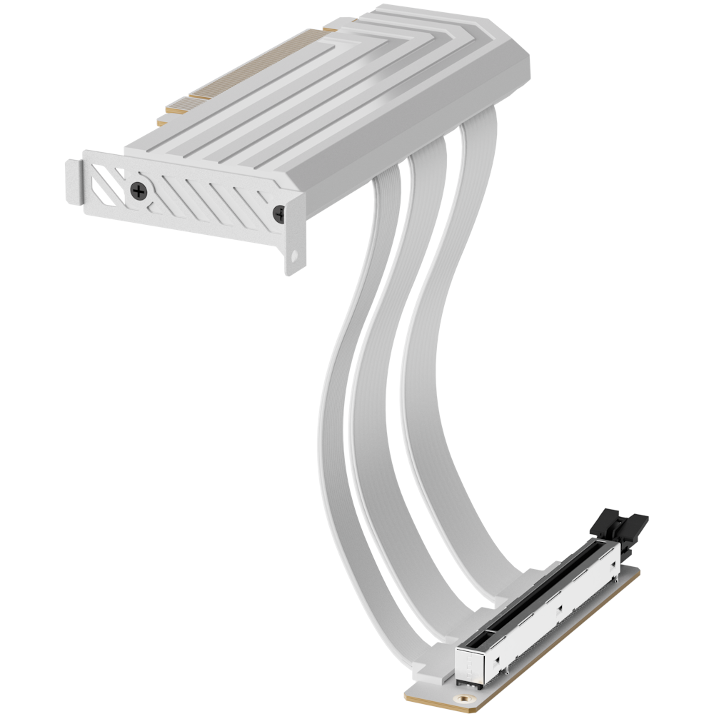 A large main feature product image of EX-DEMO HYTE PCIe 5.0 Hyper Riser Cable for Y-Series Cases (Snow White)