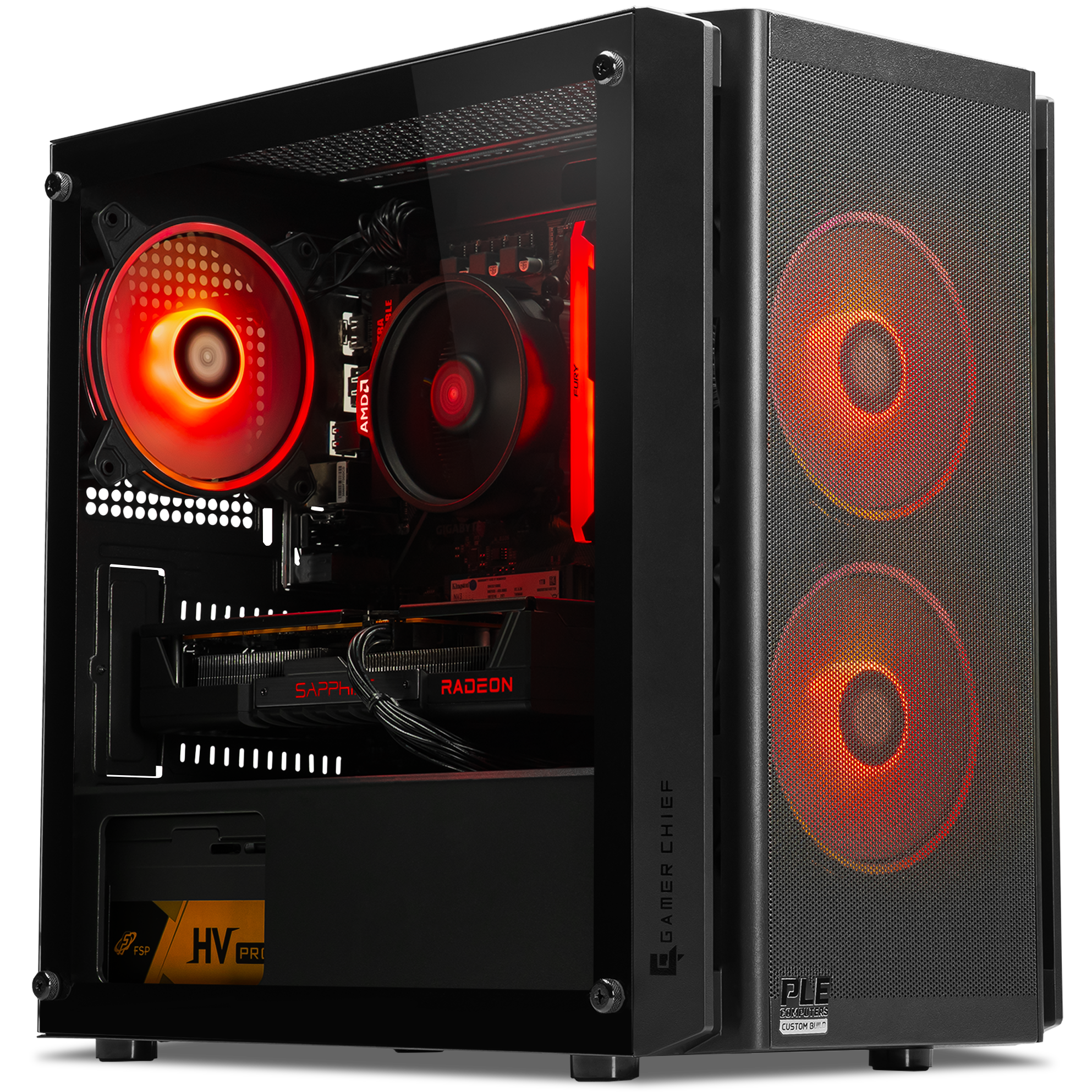 A large main feature product image of PLE Ingot RX 9060 XT 8GB Prebuilt Ready To Go Gaming PC