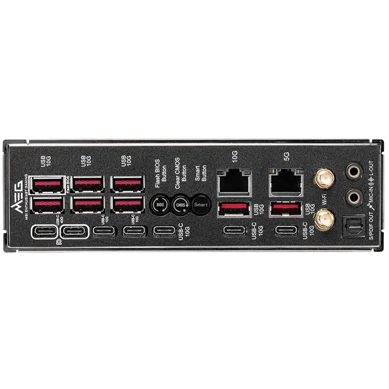 A large main feature product image of MSI MEG X870E GODLIKE MAX AM5 eATX Desktop Motherboard