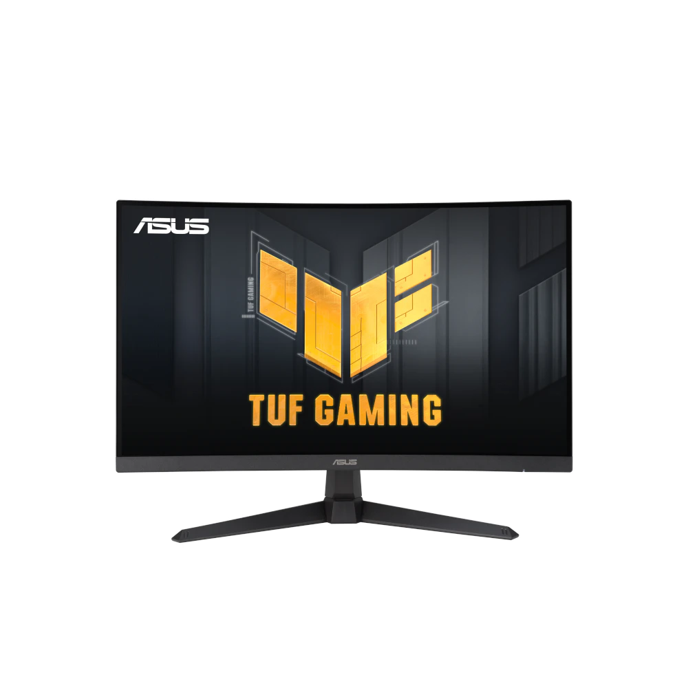 A large main feature product image of EX-DEMO ASUS TUF Gaming VG27WQ3B - 27" Curved 1440p 180Hz Fast VA Monitor
