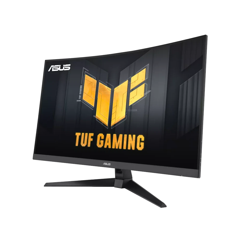 A large main feature product image of EX-DEMO ASUS TUF Gaming VG27WQ3B - 27" Curved 1440p 180Hz Fast VA Monitor
