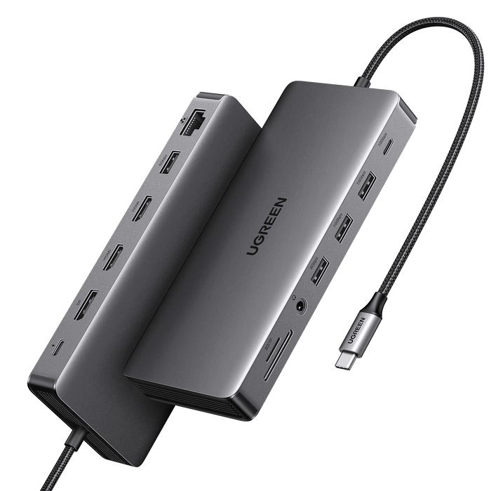 A large main feature product image of EX-DEMO UGREEN Revodok Pro 313 13-in-1 USB Type-C Docking Station