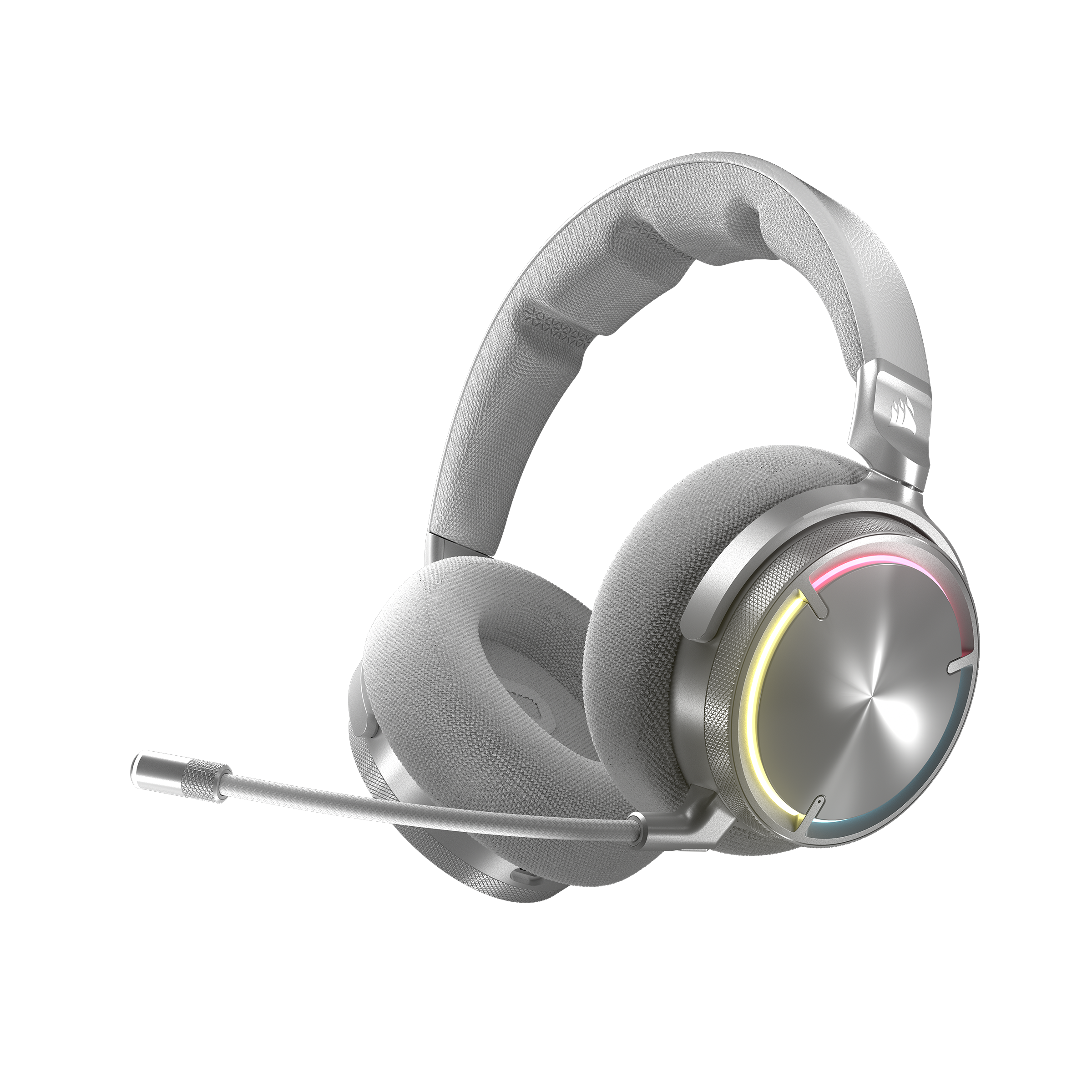 A large main feature product image of EX-DEMO Corsair VIRTUOSO MAX WIRELESS Gaming Headset (Silver)