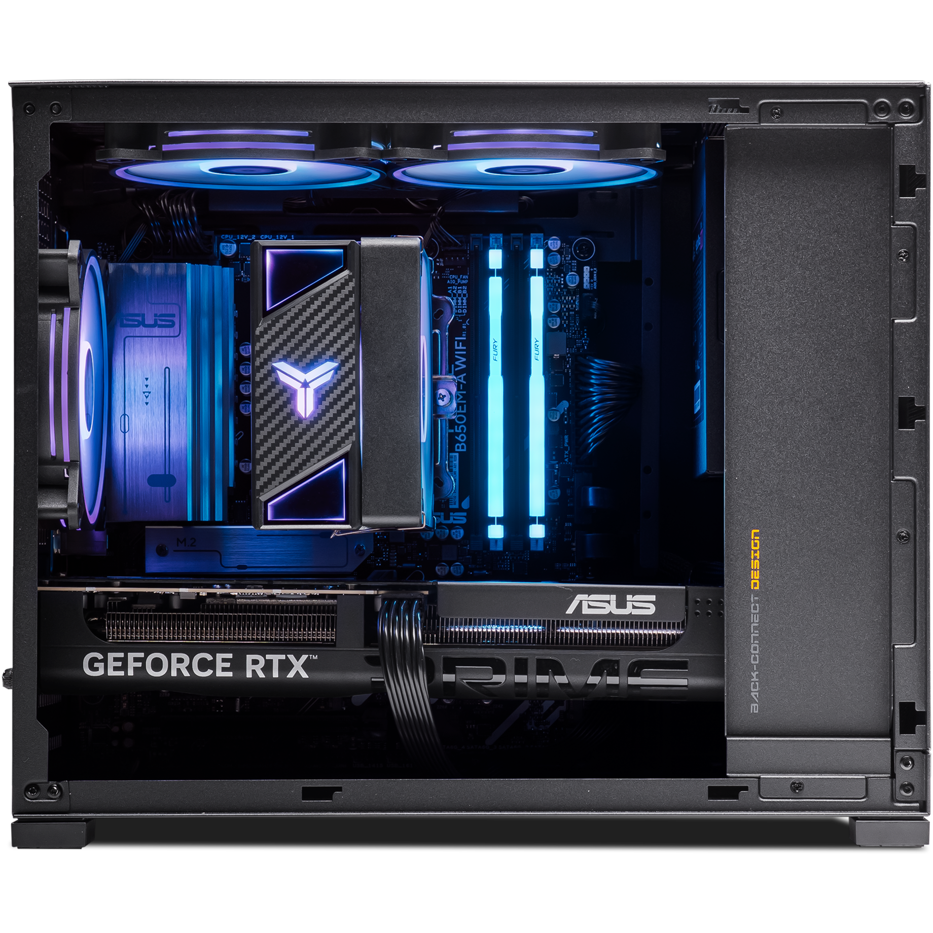 A large main feature product image of PLE Nova RTX 5060 Ti Prebuilt Ready To Go Gaming PC