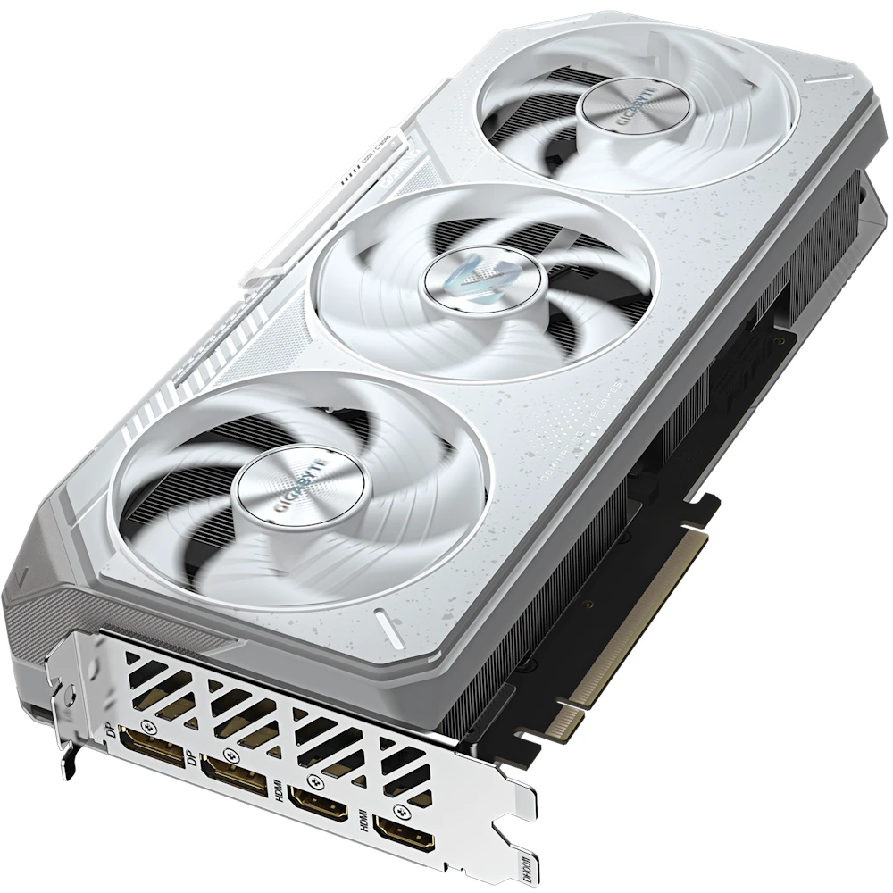 A large main feature product image of EX-DEMO Gigabyte Radeon RX 9070 XT Gaming Ice OC 16GB GDDR6