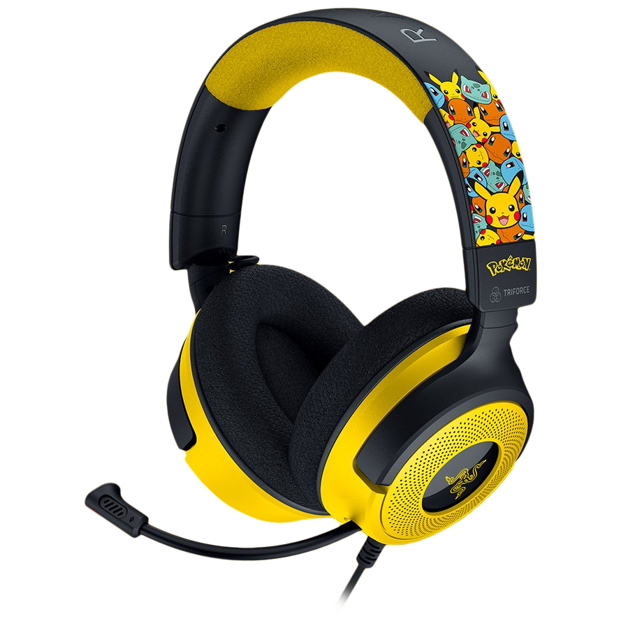 A large main feature product image of Razer Kraken V4 X - Wired Gaming Headset - Pokémon Kanto Starters Edition