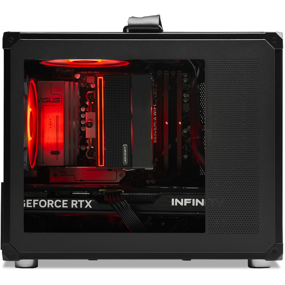 A large main feature product image of PLE Fortress RTX 5060 Ti Prebuilt Ready To Go Gaming PC