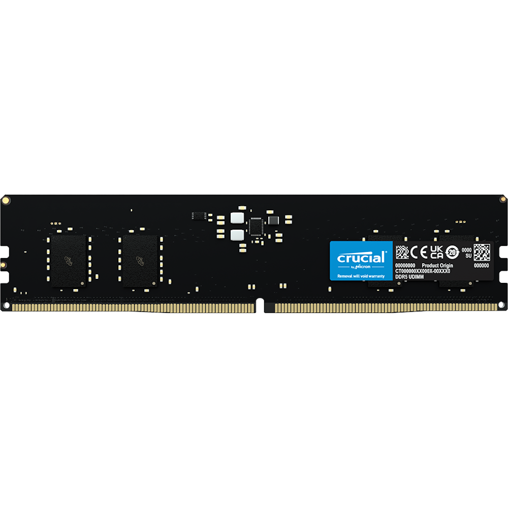 A large main feature product image of Crucial 8GB Single (1x8GB) DDR5-5600 C46