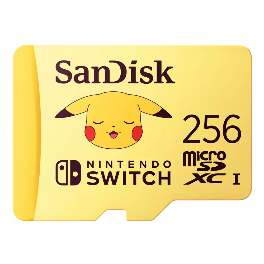 A large main feature product image of SanDisk Pokémon 256GB microSDXC U3 V30 UHS-I microSD Card - Pikachu