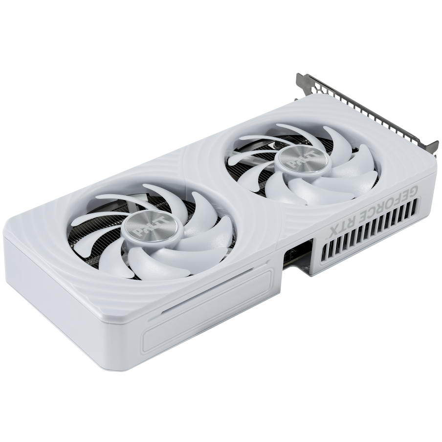 A large main feature product image of Palit GeForce RTX 5060 Dual OC 8GB GDDR7 - White