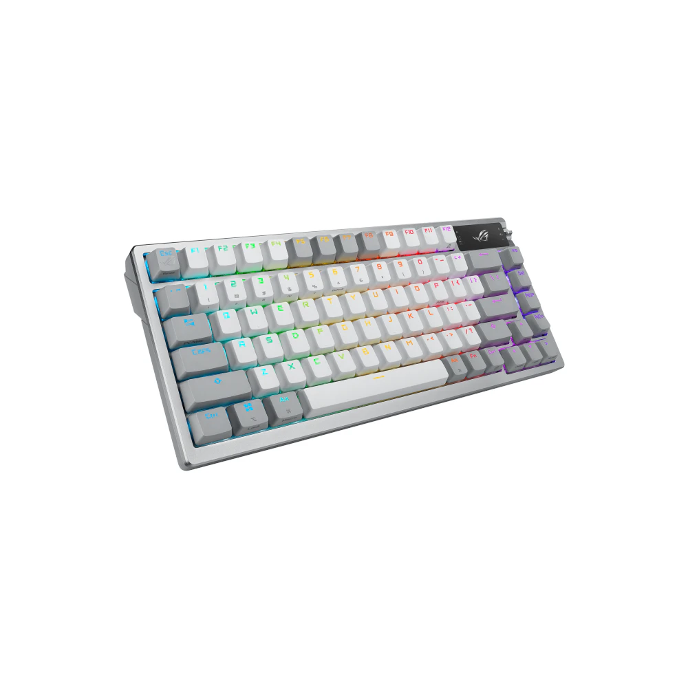 A large main feature product image of EX-DEMO ASUS ROG Azoth 75% Wireless Custom Mechanical Gaming Keyboard - ROG NX Snow