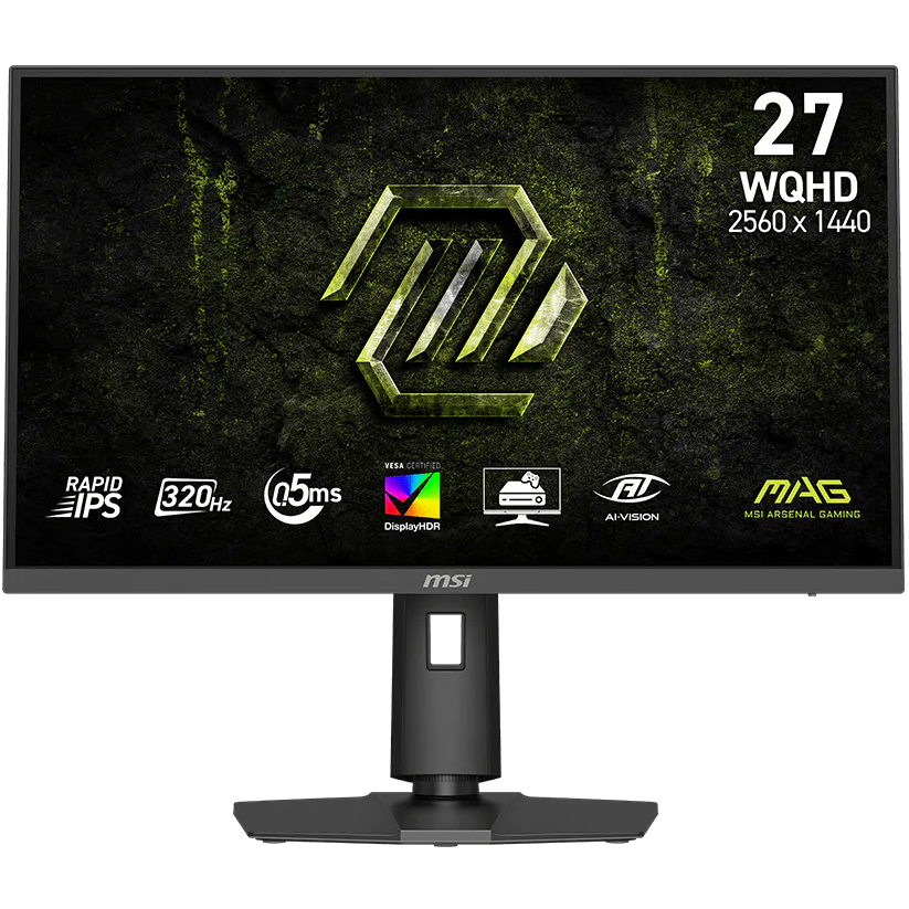 A large main feature product image of MSI MAG 274QPF X32 - 27" 1440p 320Hz 0.5ms Rapid IPS Gaming Monitor