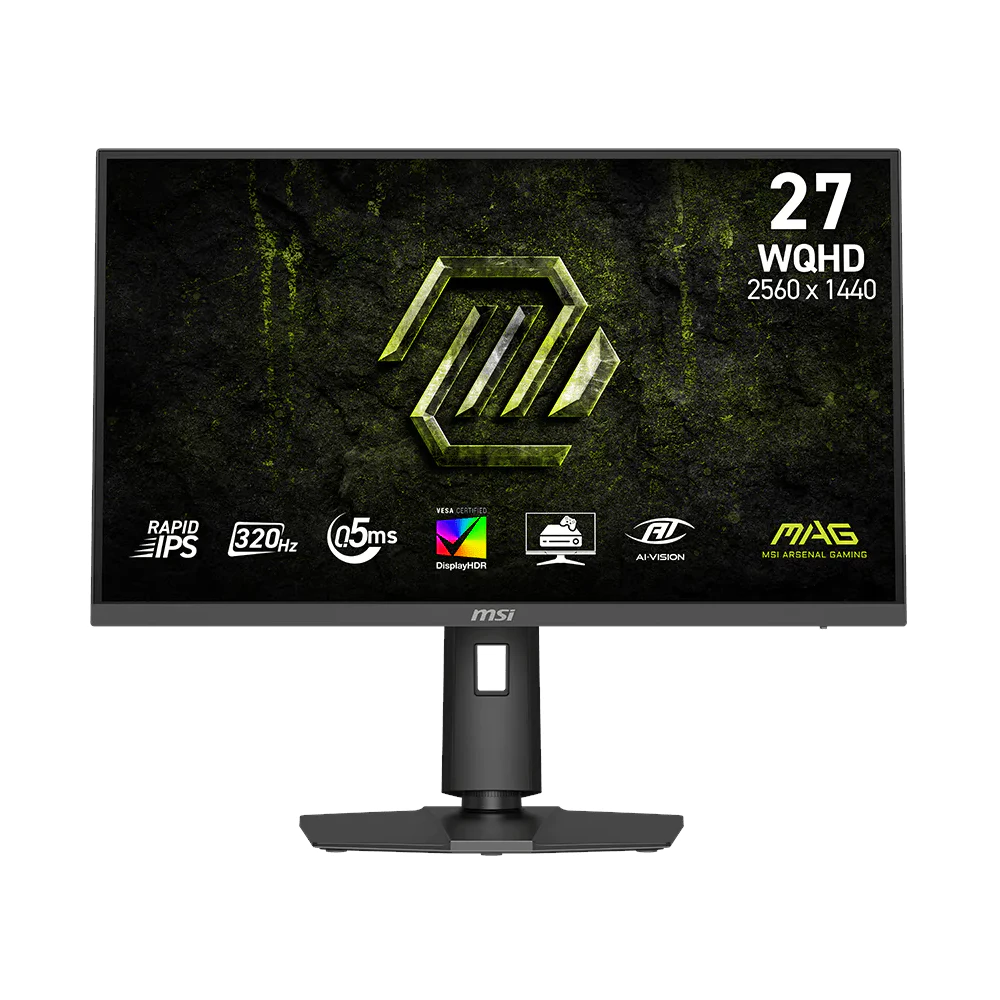 A large main feature product image of MSI MAG 274QPF X32 - 27" 1440p 320Hz 0.5ms Rapid IPS Gaming Monitor