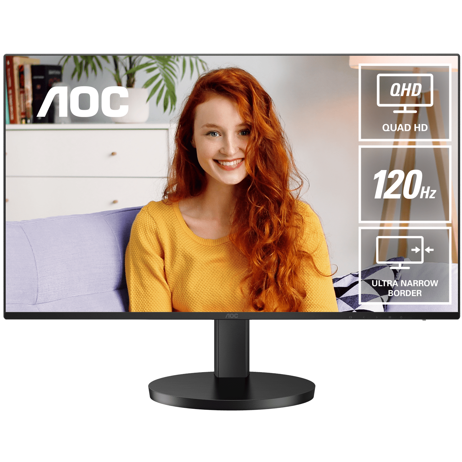 A large main feature product image of EX-DEMO AOC Q27B3CF3 - 27" 1440p 120Hz IPS Monitor