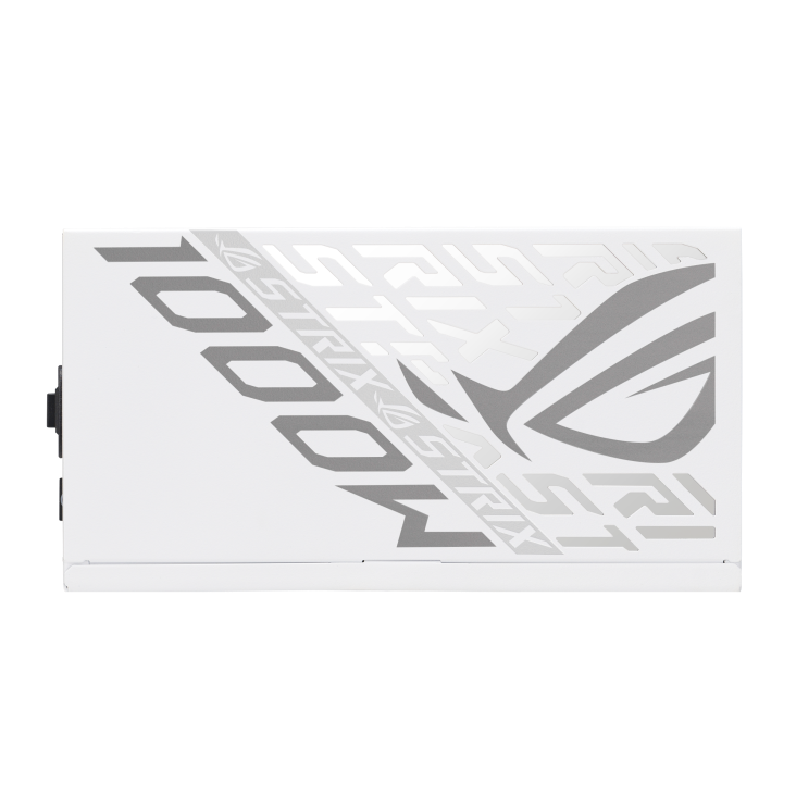 A large main feature product image of EX-DEMO ASUS ROG Strix 1000W Platinum PCIe 5.0 ATX Modular PSU - White