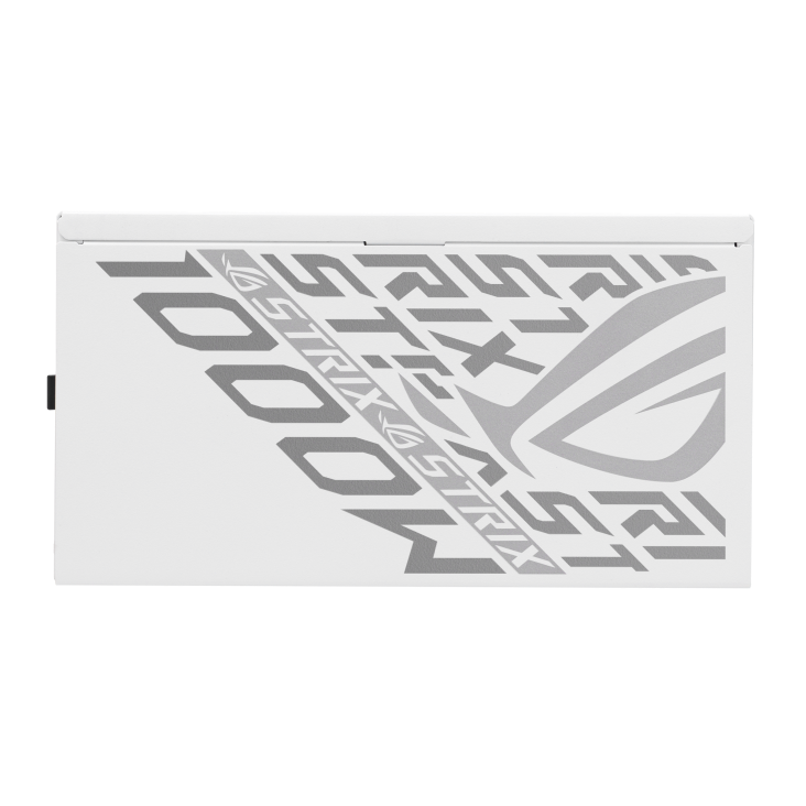 A large main feature product image of EX-DEMO ASUS ROG Strix 1000W Platinum PCIe 5.0 ATX Modular PSU - White