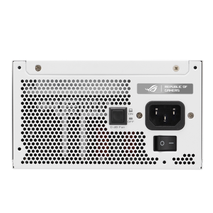 A large main feature product image of EX-DEMO ASUS ROG Strix 1000W Platinum PCIe 5.0 ATX Modular PSU - White