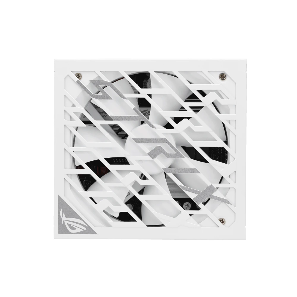 A large main feature product image of EX-DEMO ASUS ROG Strix 1000W Platinum PCIe 5.0 ATX Modular PSU - White
