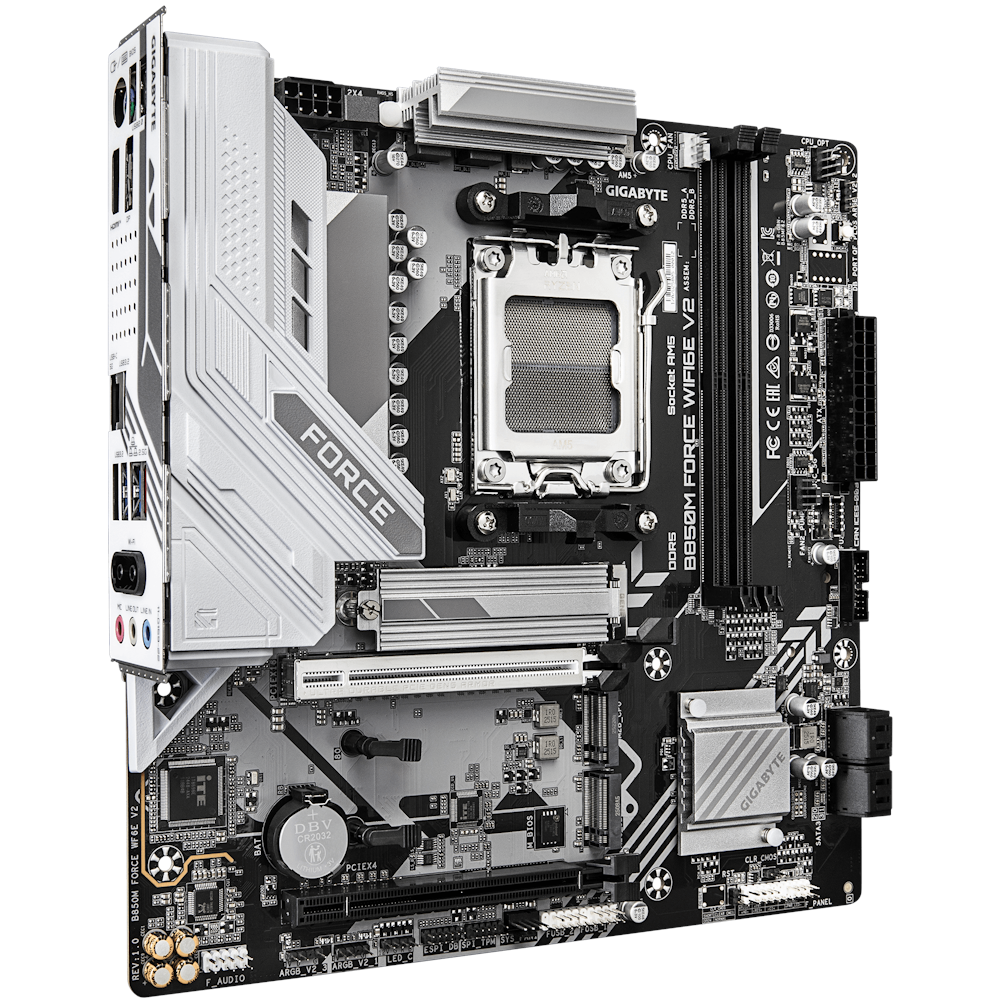 A large main feature product image of Gigabyte B850M Force WiFi6E V2 AM5 mATX Desktop Motherboard