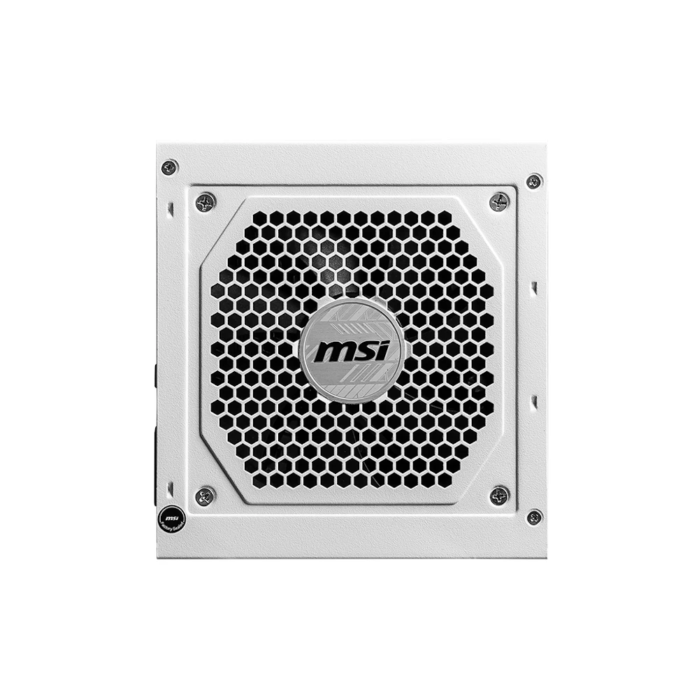 A large main feature product image of EX-DEMO MSI MAG A850GL - 850W Gold PCIe 5.0 ATX Modular PSU (White)