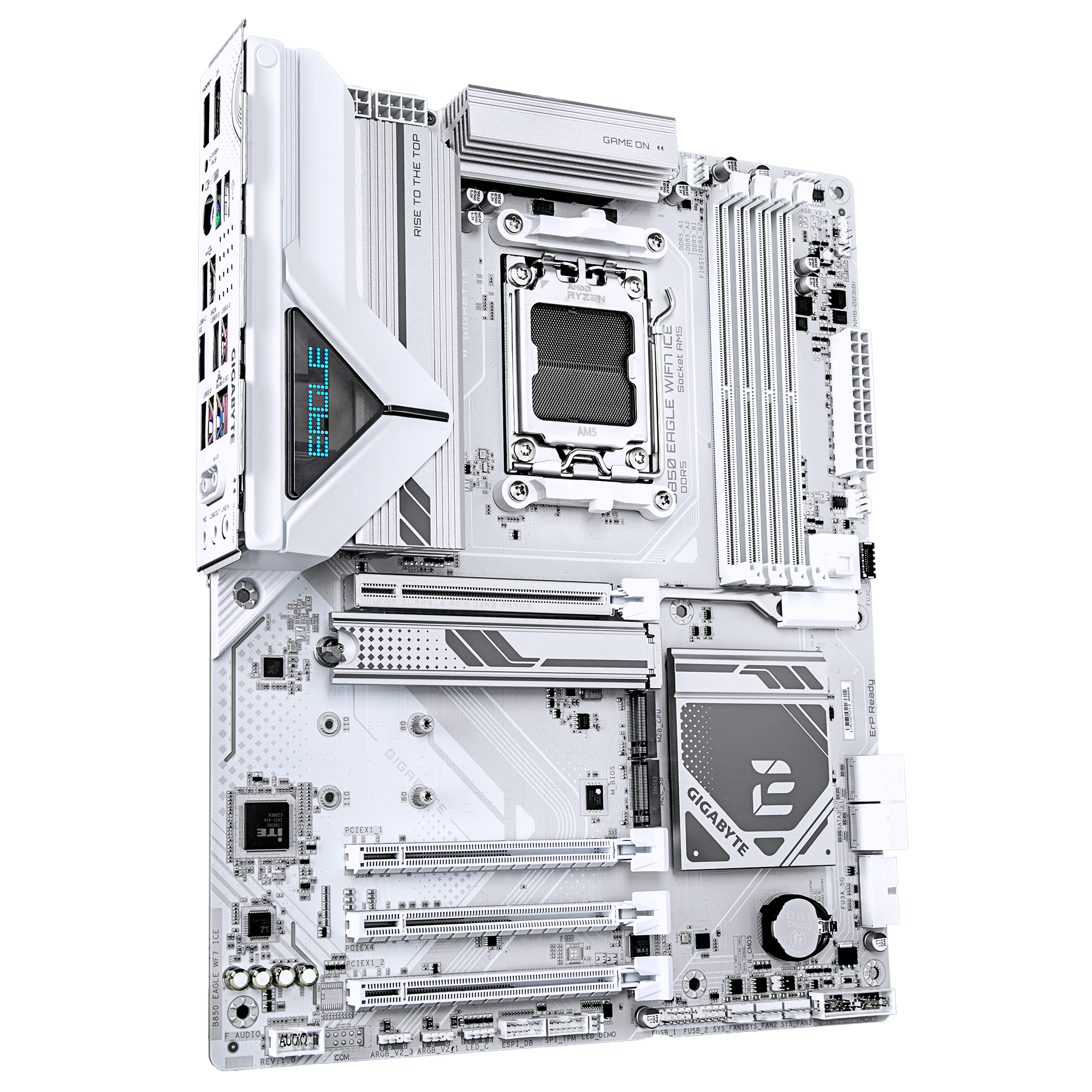 A large main feature product image of EX-DEMO Gigabyte B850 EAGLE WiFi7 ICE AM5 ATX Desktop Motherboard