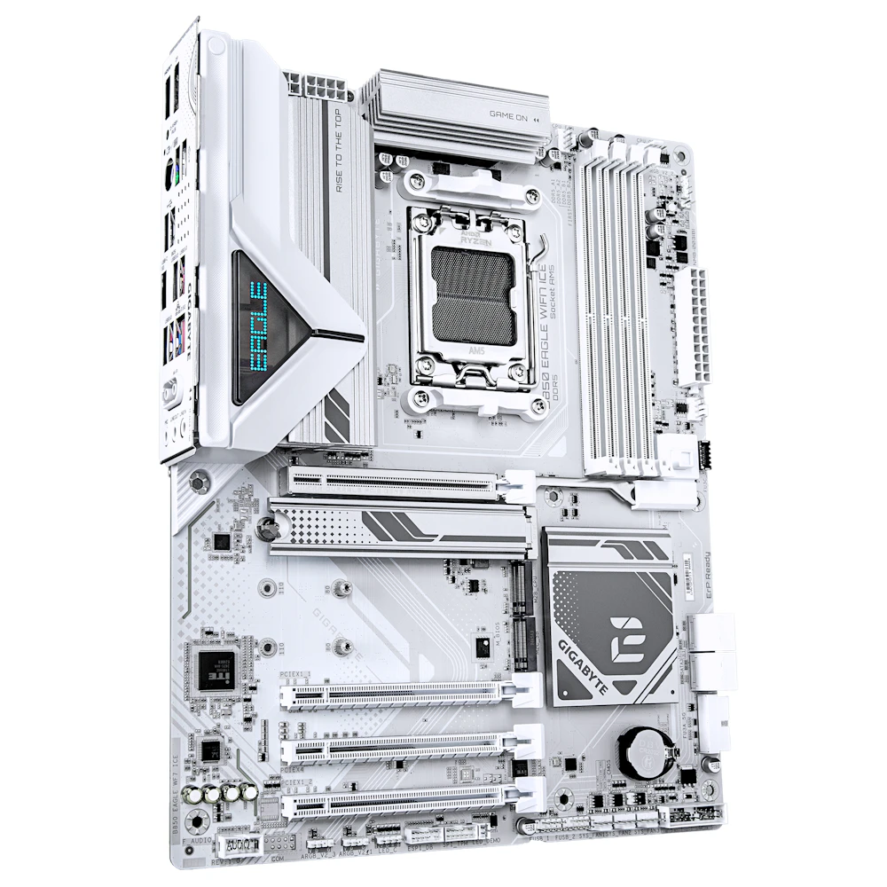 A large main feature product image of EX-DEMO Gigabyte B850 EAGLE WiFi7 ICE AM5 ATX Desktop Motherboard