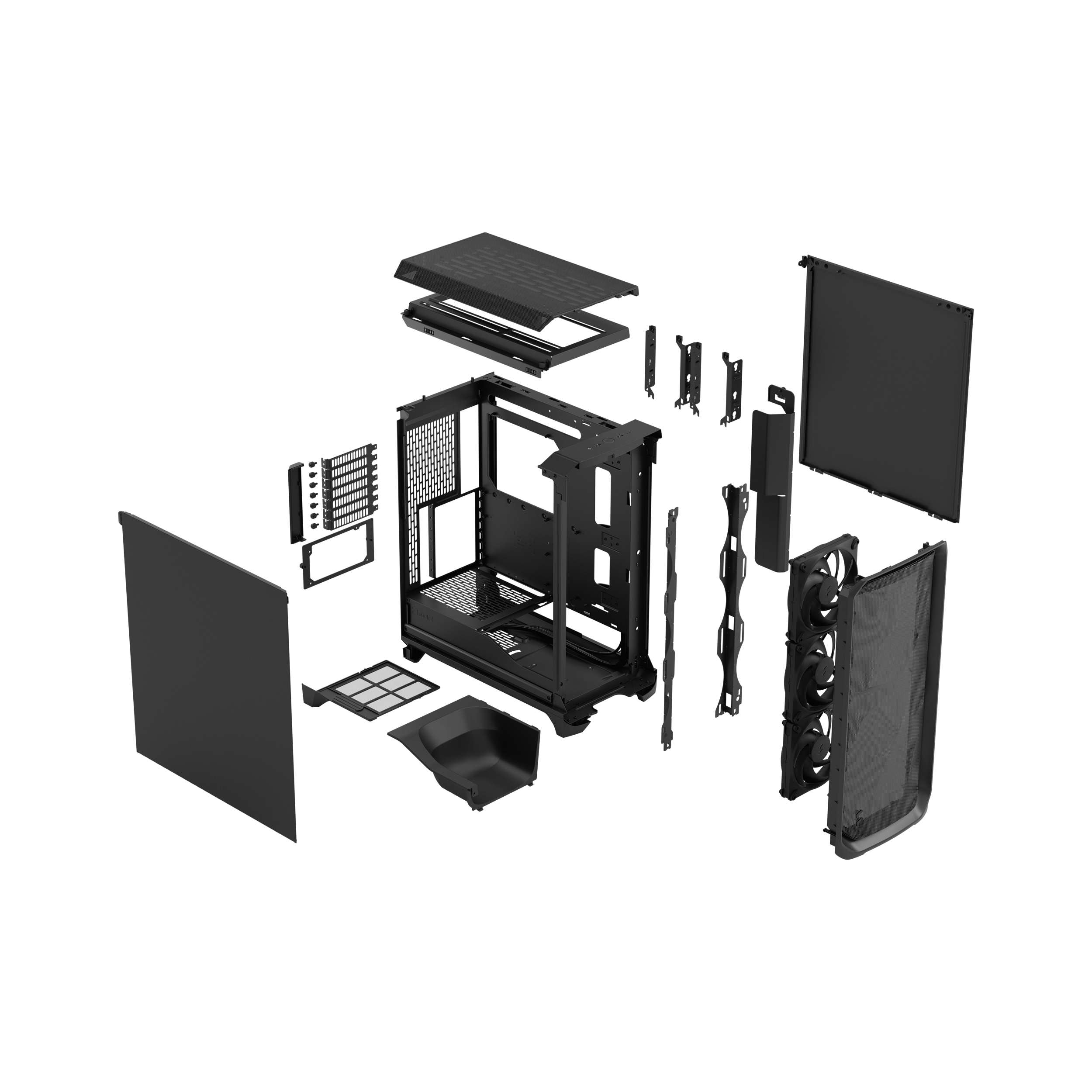 A large main feature product image of EX-DEMO Fractal Design Meshify 3 Solid Mid Tower Case (Black)
