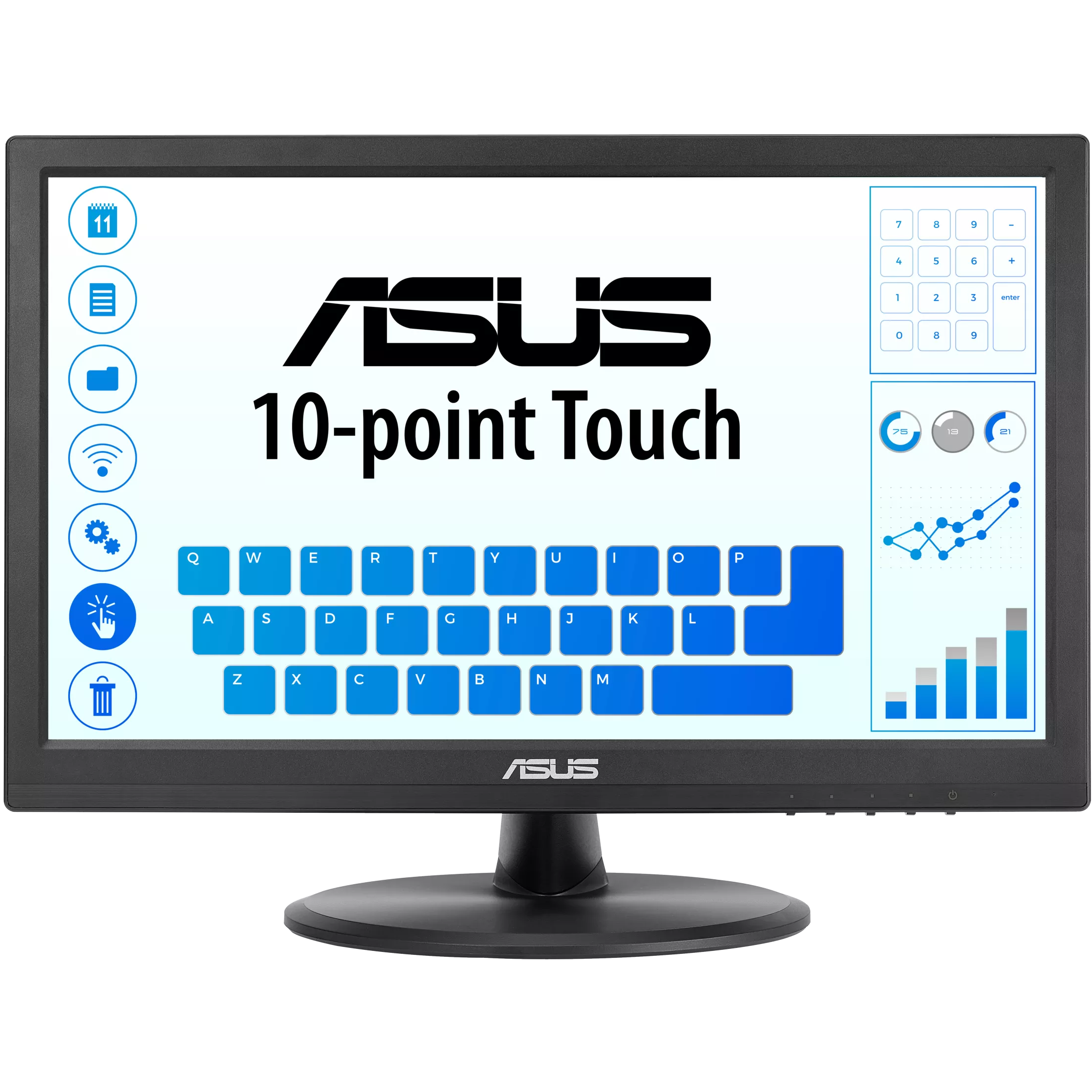 A large main feature product image of ASUS EyeCare VT169HE -16" 1080p 60Hz IPS Touchscreen Monitor
