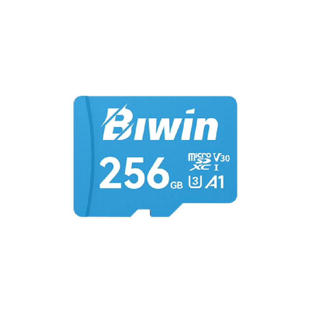 A large main feature product image of BIWIN MS100 microSDHC U3 V30 A1 UHS-I microSD Card - 256GB