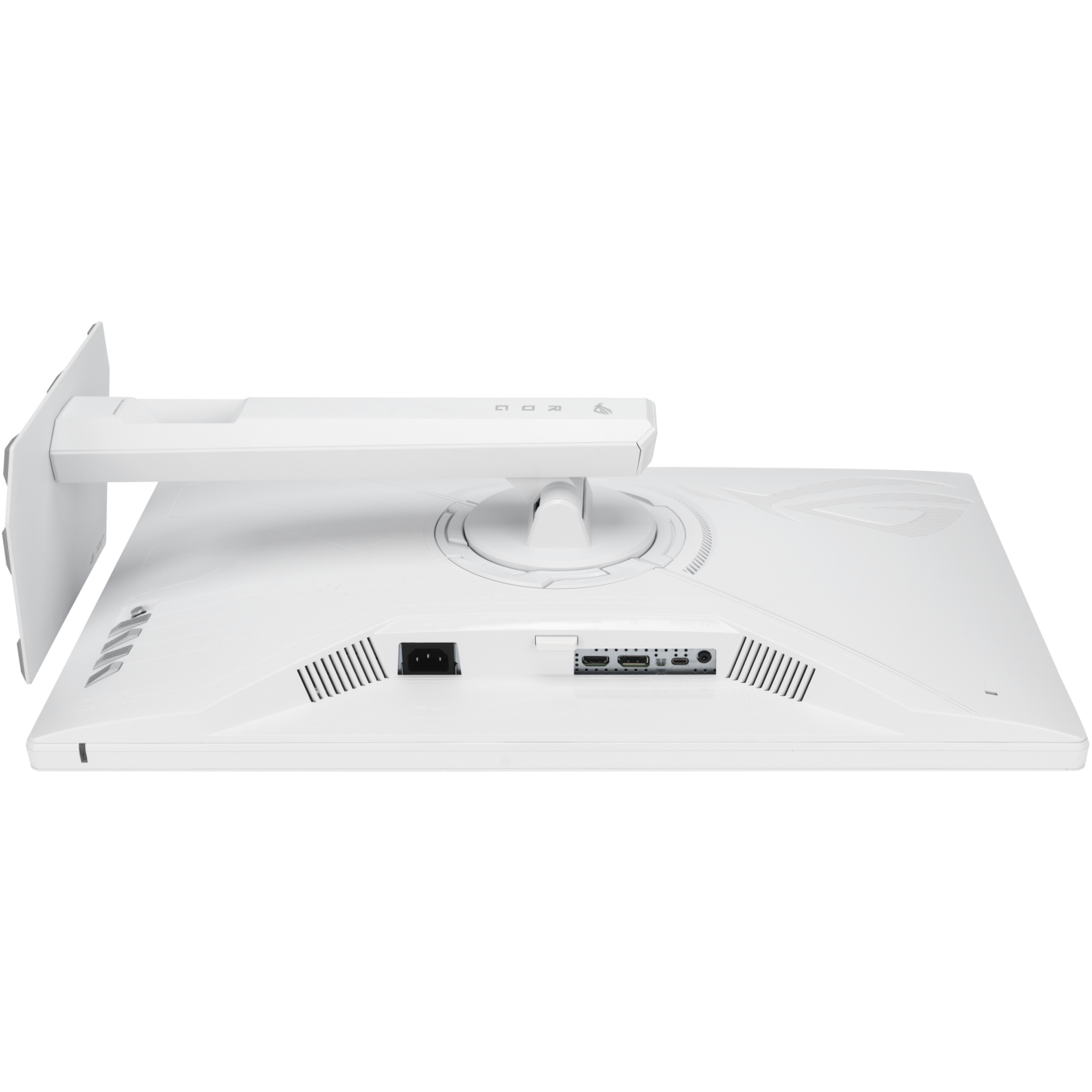 A large main feature product image of EX-DEMO ASUS ROG Strix XG27ACMES - 27" 1440p 255Hz 0.3ms Fast-IPS Gaming Monitor - White