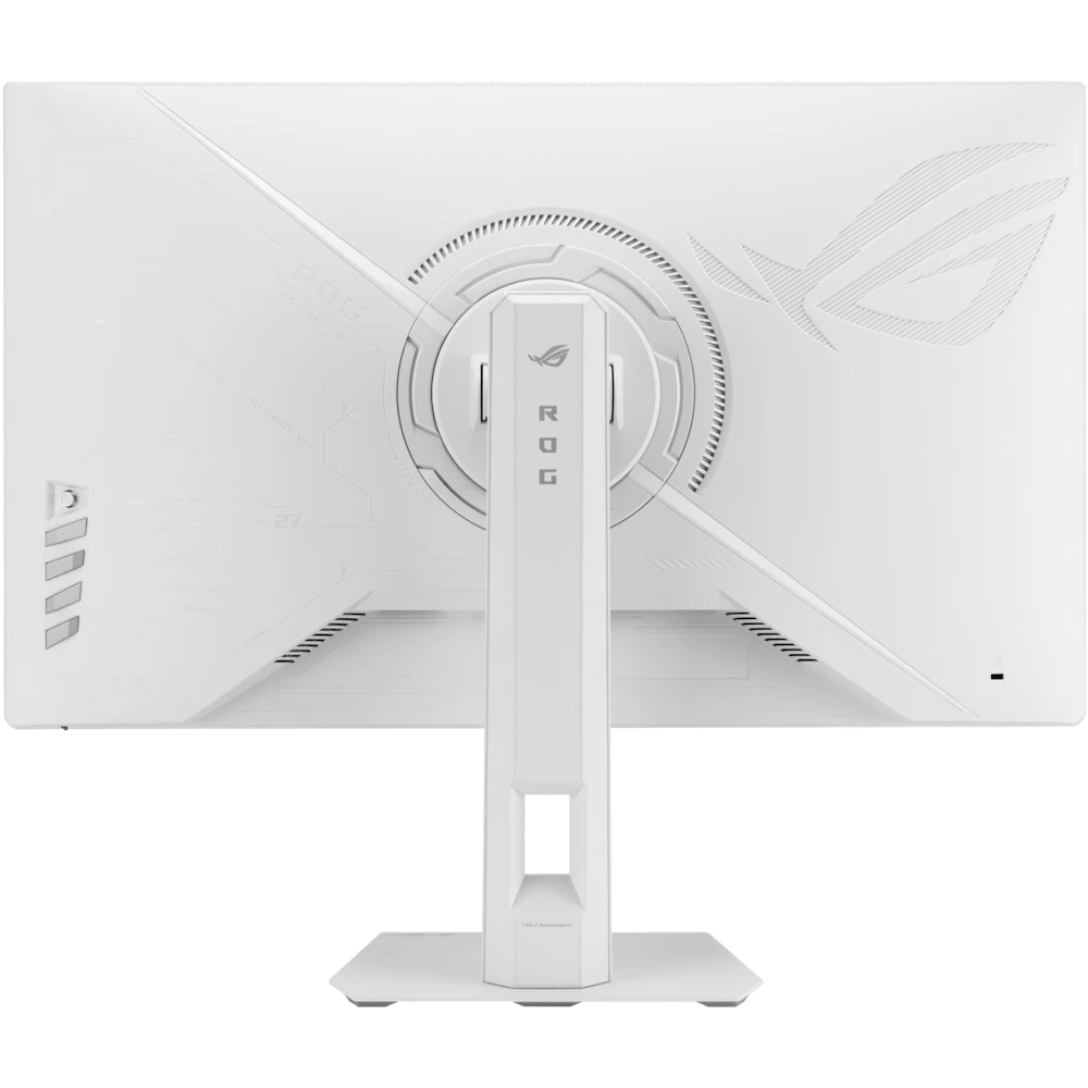 A large main feature product image of EX-DEMO ASUS ROG Strix XG27ACMES - 27" 1440p 255Hz 0.3ms Fast-IPS Gaming Monitor - White