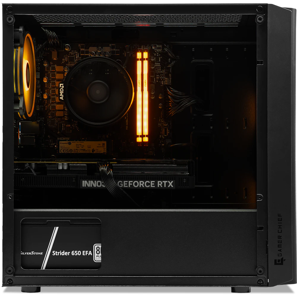 A large main feature product image of PLE Topaz RTX 5060 Ti Prebuilt Ready To Go Gaming PC