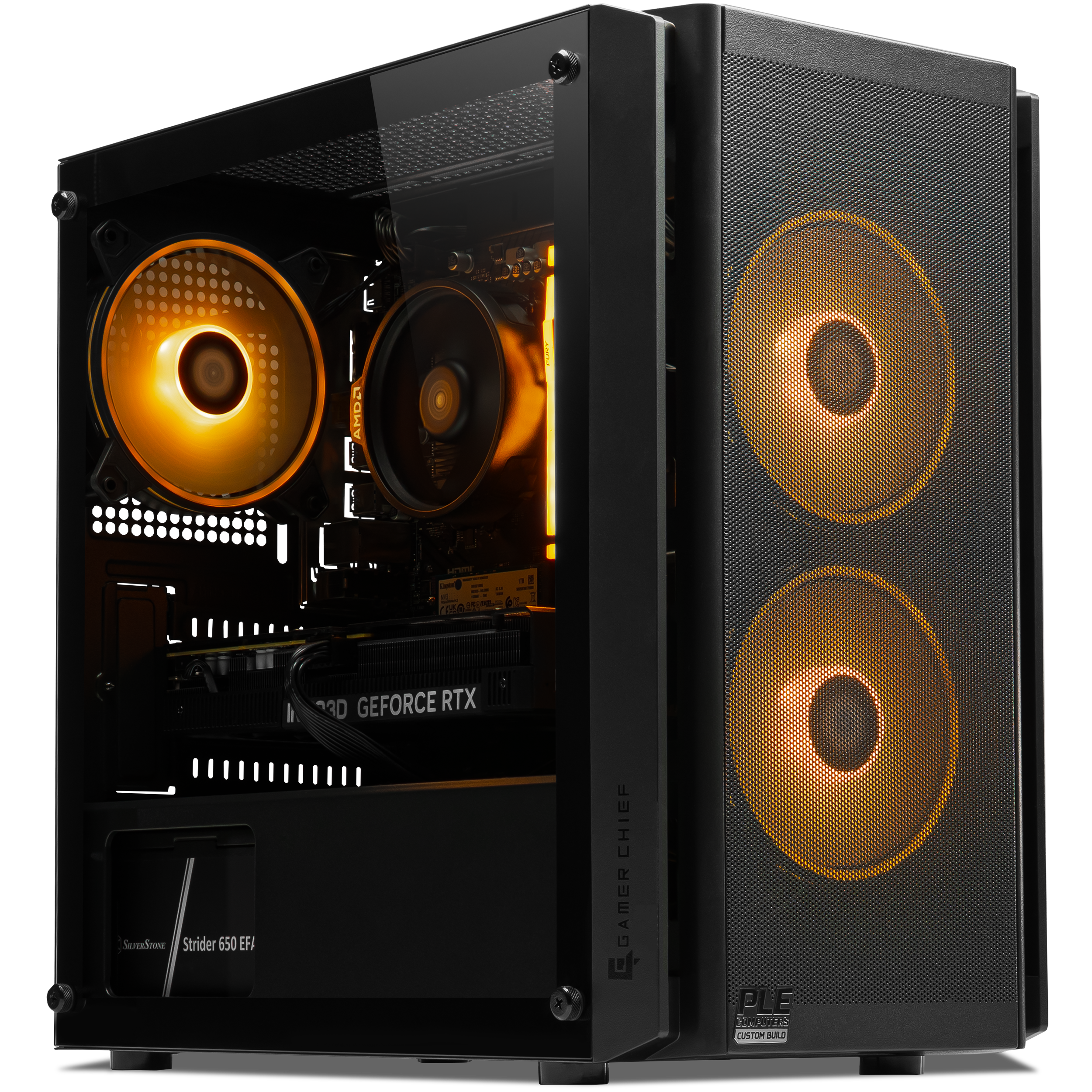 A large main feature product image of PLE Topaz RTX 5060 Ti Prebuilt Ready To Go Gaming PC