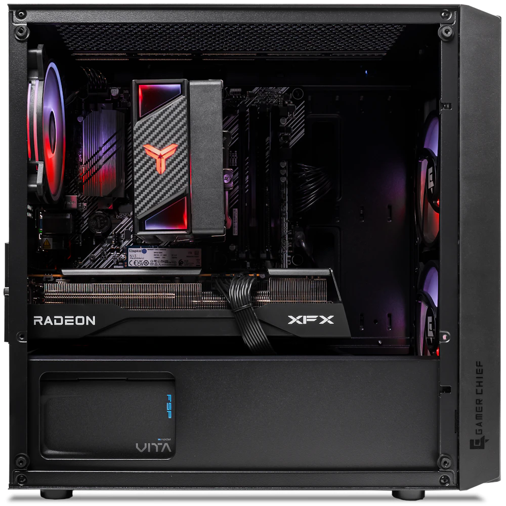 A large main feature product image of EX-DEMO PLE Trooper RX 9070 Prebuilt Ready To Go Gaming PC