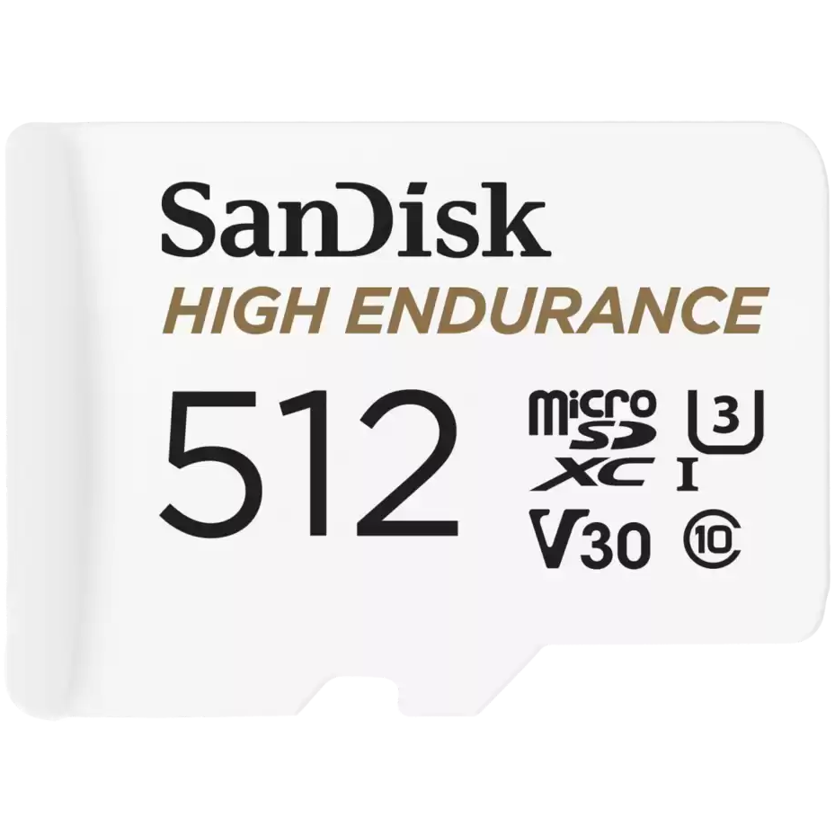 A large main feature product image of SanDisk High Endurance microSDXC U3 V30 UHS-I microSD Card - 512GB