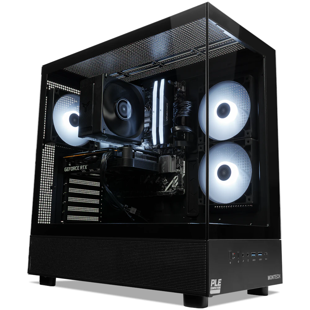 A large main feature product image of EX-DEMO PLE Stealth RTX 5050 Prebuilt Ready To Go Gaming PC